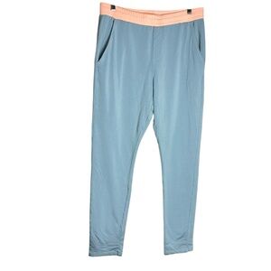 Eubi Men's Modern Slim Fit Light Blue & Pink/Coral Sweatpants, size XL